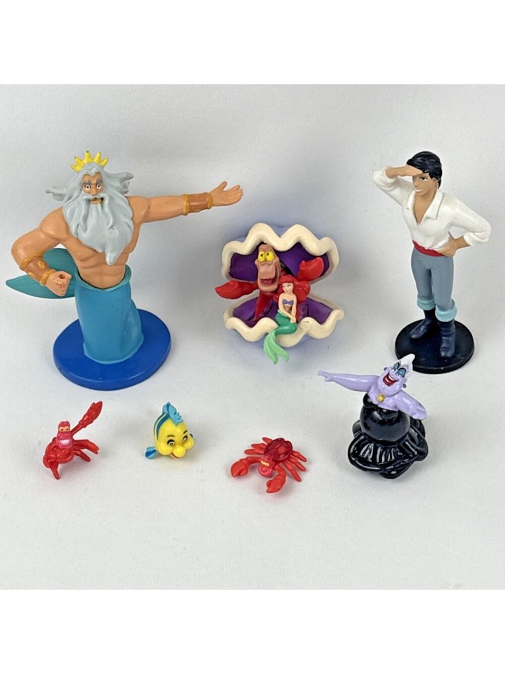Disney Little Mermaid Ariel Ursula Triton Sebastian Figure Cake Topper Lot